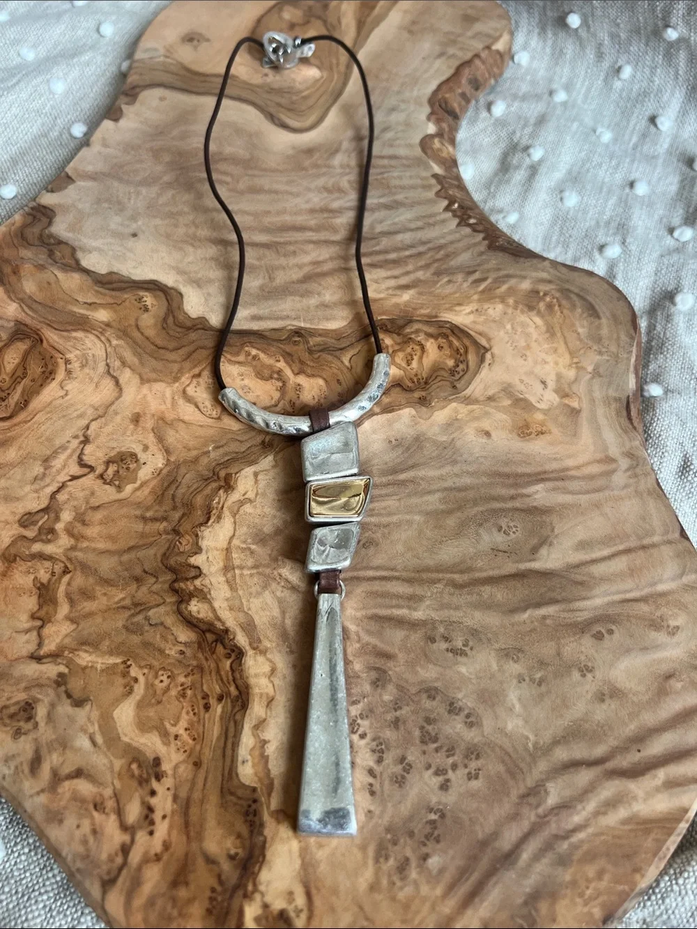 Robert Lee Morris Two-Tone Silver and Gold Pendant Necklace